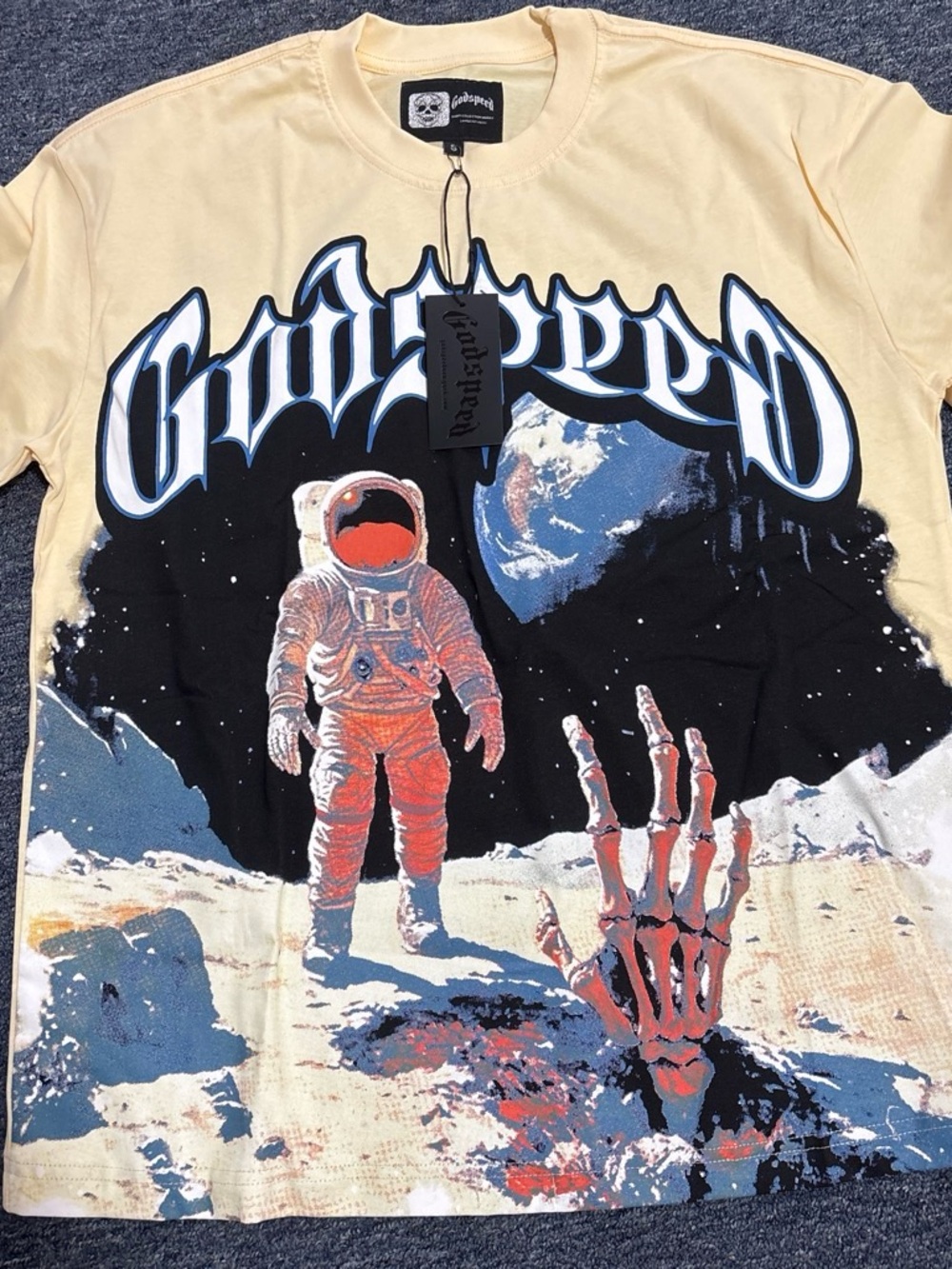 Yellow Graphic Kids Tee with Astronaut Print